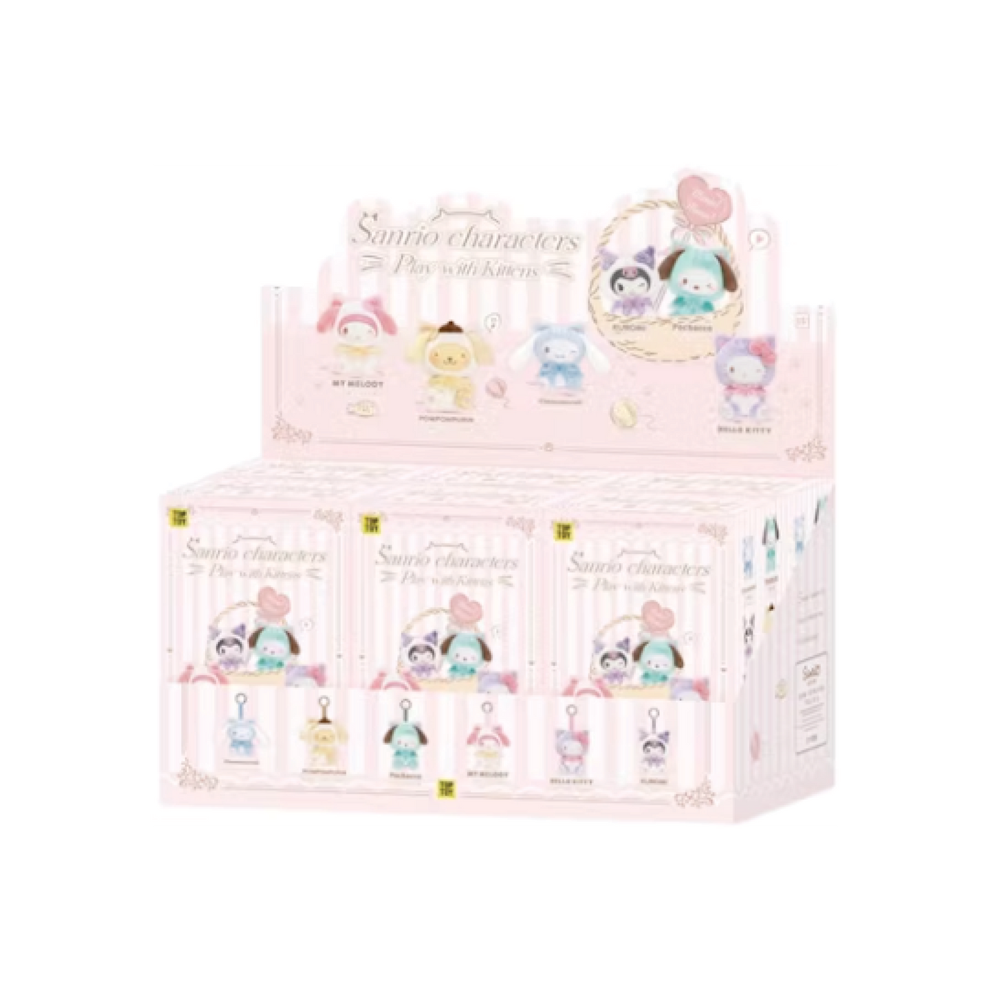 Miniso Top Toy Sanrio Play with Kittens Series Plush Keychain Sealed Case (6 Blind Box)