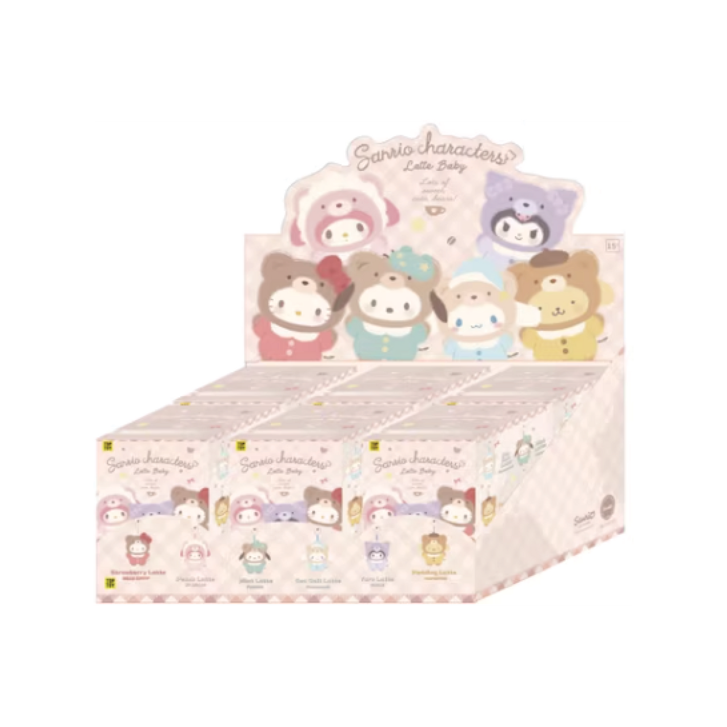 Miniso Top Toy Sanrio Latte Baby Vinyl Plush Keychains Sealed Case (6 Blind Box)